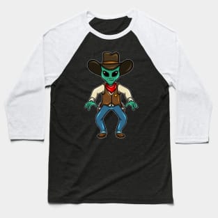 Alien rides shark cowboy rodeo gift idea present Baseball T-Shirt